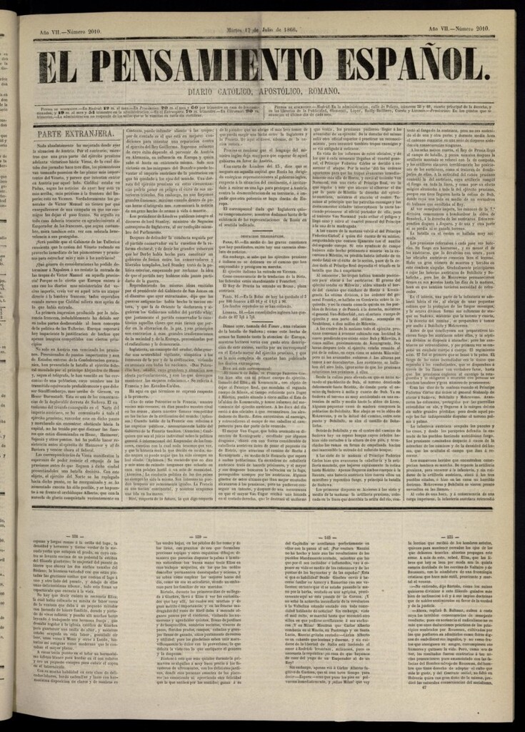 Miniatura de El Pensamiento Español del 17 de julio de 1866, nº 2010