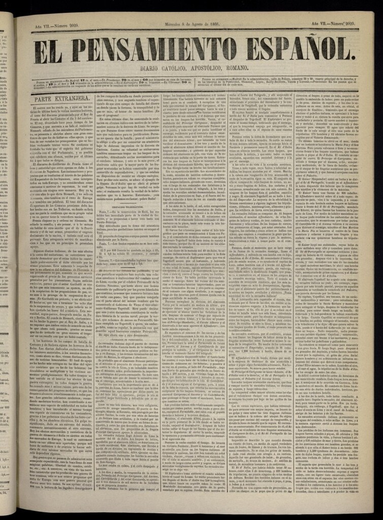 Miniatura de El Pensamiento Español del 8 de agosto de 1866, nº 2029