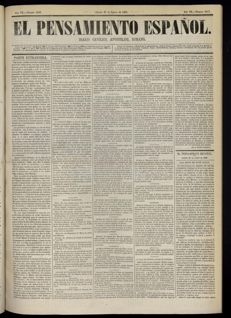 Miniatura de El Pensamiento Español del 25 de agosto de 1866, nº 2043