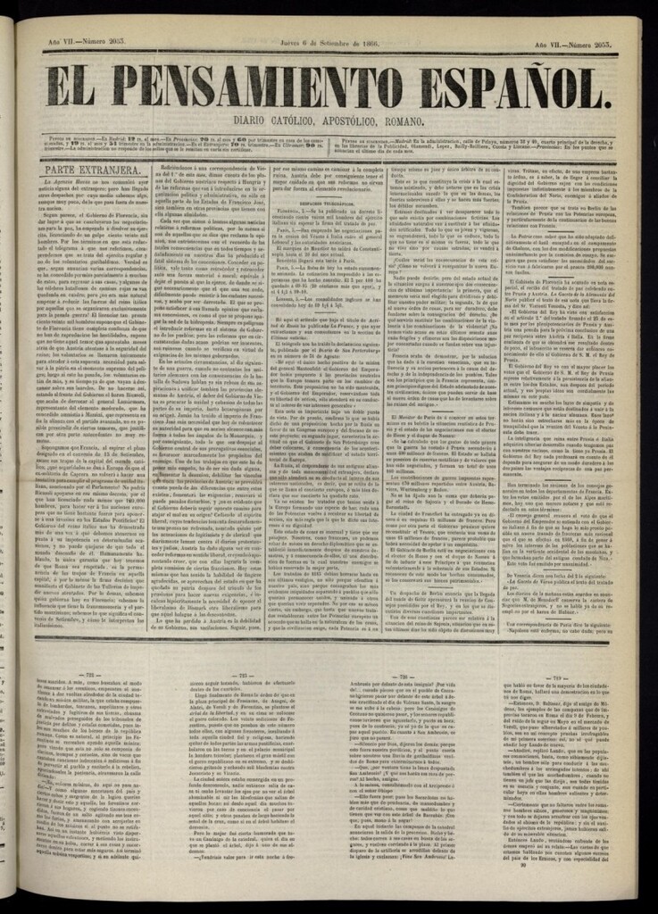 Miniatura de El Pensamiento Español del 6 de septiembre de 1866, nº 2053
