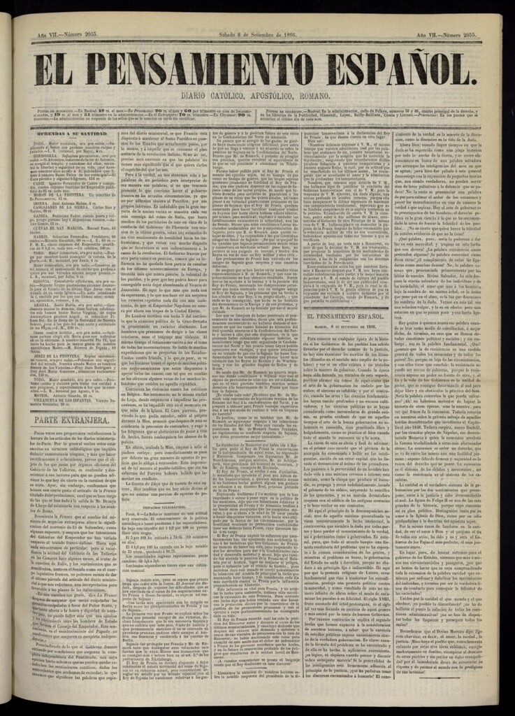Miniatura de El Pensamiento Español del 8 de septiembre de 1866, nº 2055