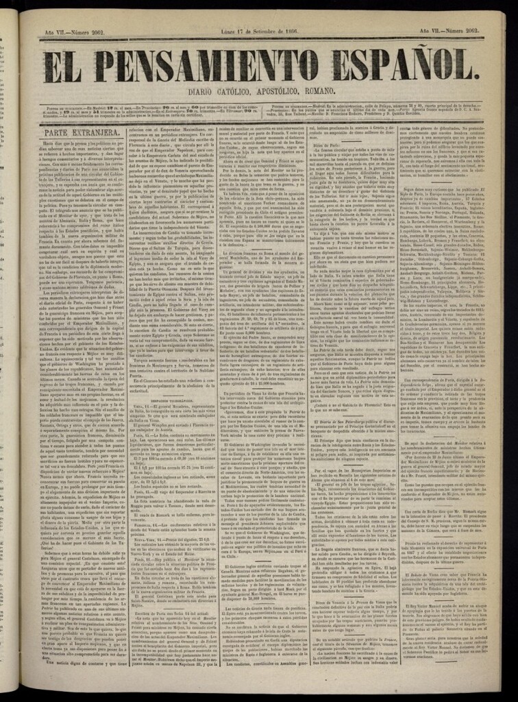 Miniatura de El Pensamiento Español del 17 de septiembre de 1866, nº 2062