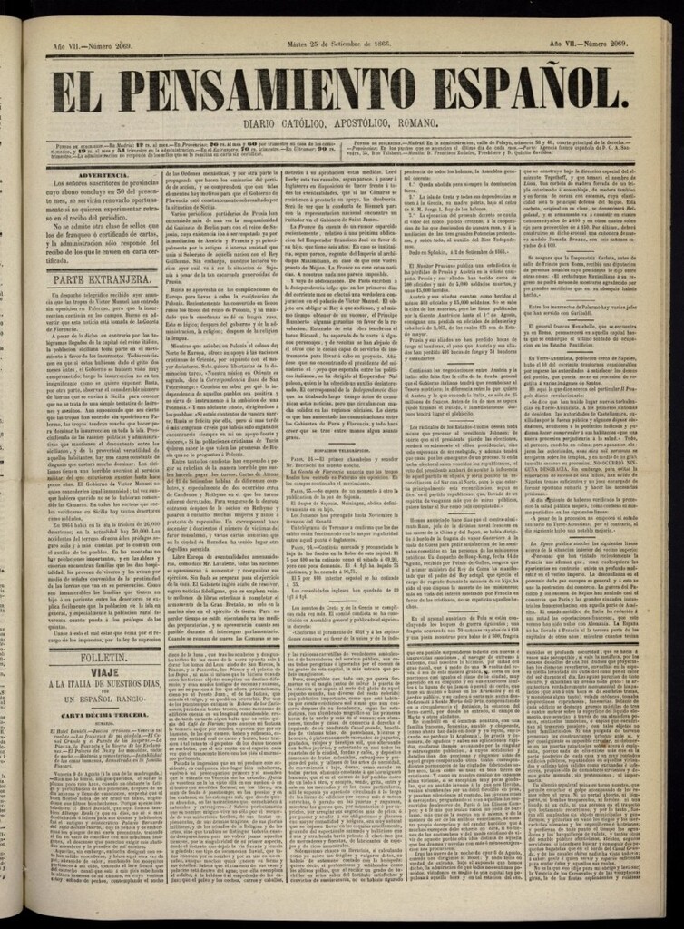 Miniatura de El Pensamiento Español del 25 de septiembre de 1866, nº 2069