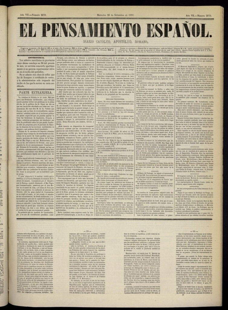 Miniatura de El Pensamiento Español del 26 de septiembre de 1866, nº 2070