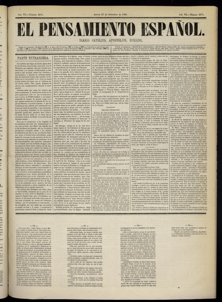 Miniatura de El Pensamiento Español del 27 de septiembre de 1866, nº 2071