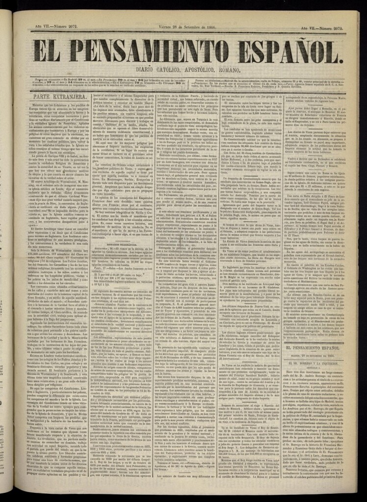 Miniatura de El Pensamiento Español del 28 de septiembre de 1866, nº 2072