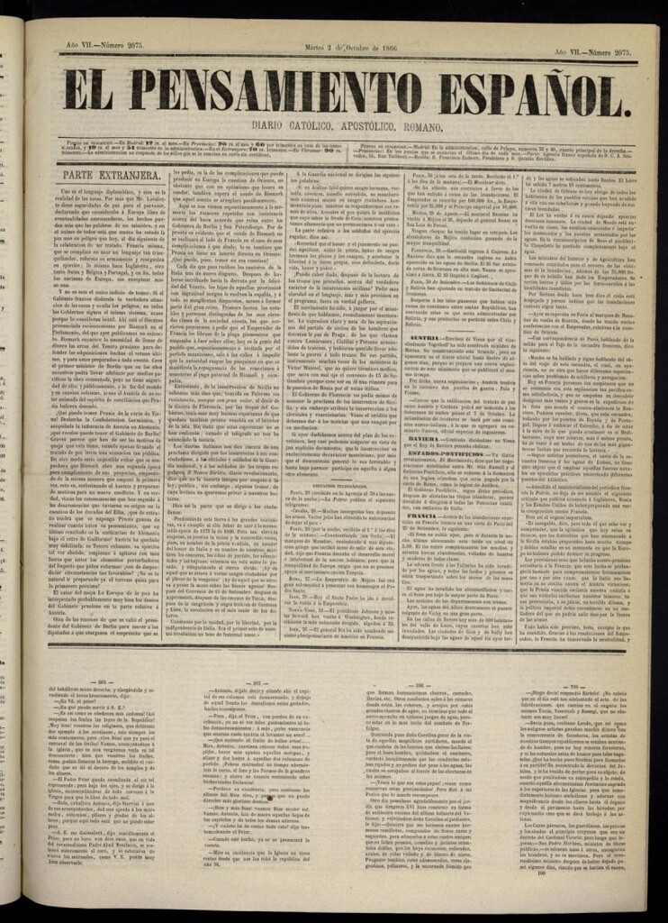 Miniatura de El Pensamiento Español del 2 de octubre de 1866, nº 2075