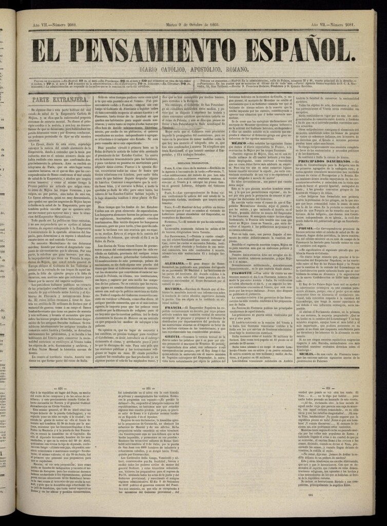 Miniatura de El Pensamiento Español del 9 de octubre de 1866, nº 2081