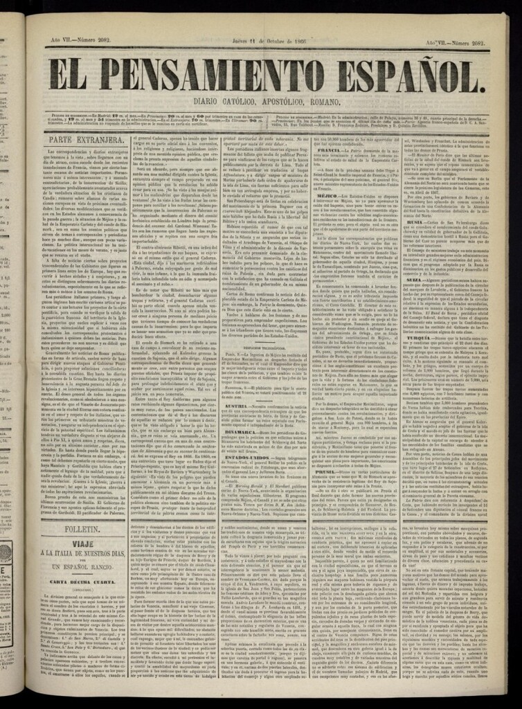 Miniatura de El Pensamiento Español del 11 de octubre de 1866, nº 2082