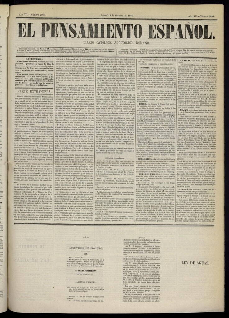 Miniatura de El Pensamiento Español del 18 de octubre de 1866, nº 2088
