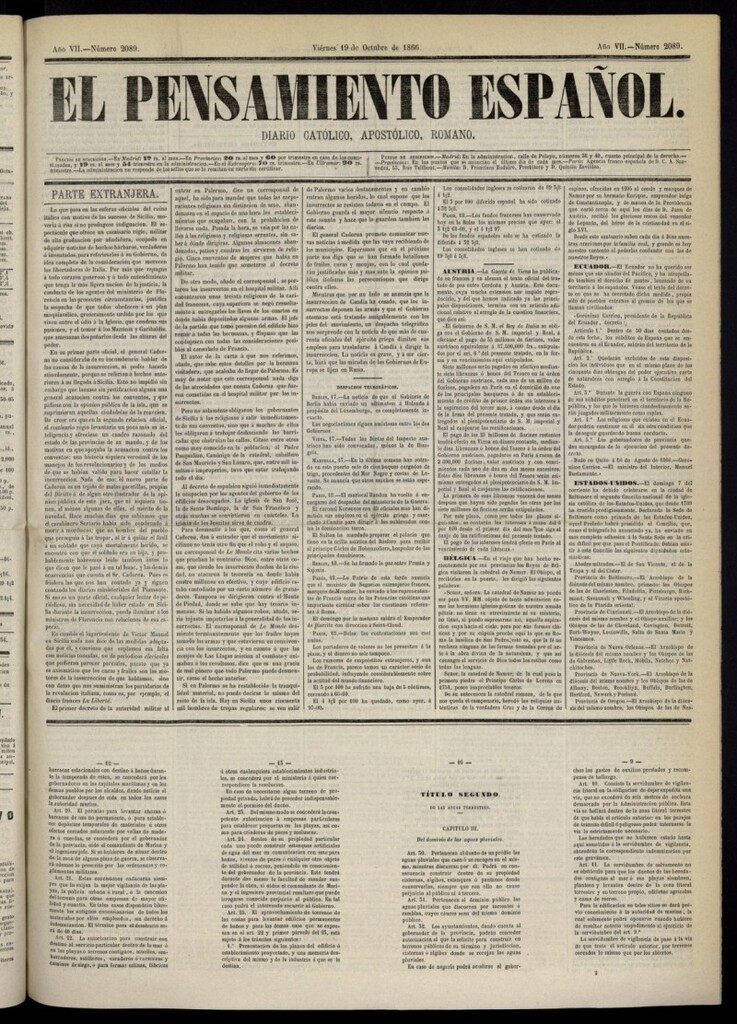 Miniatura de El Pensamiento Español del 19 de octubre de 1866, nº 2089