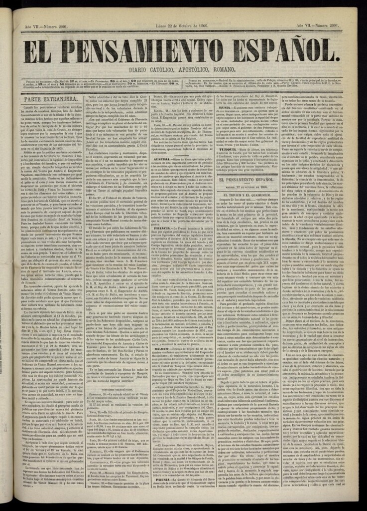 Miniatura de El Pensamiento Español del 22 de octubre de 1866, nº 2091