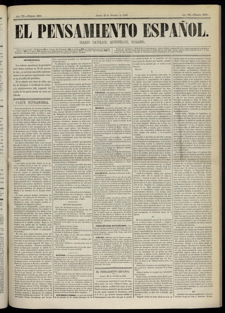 Miniatura de El Pensamiento Español del 25 de octubre de 1866, nº 2094