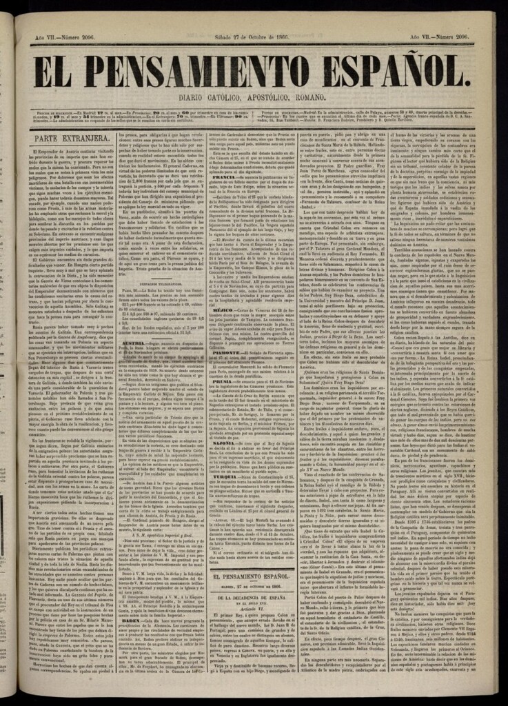 Miniatura de El Pensamiento Español del 27 de octubre de 1866, nº 2096