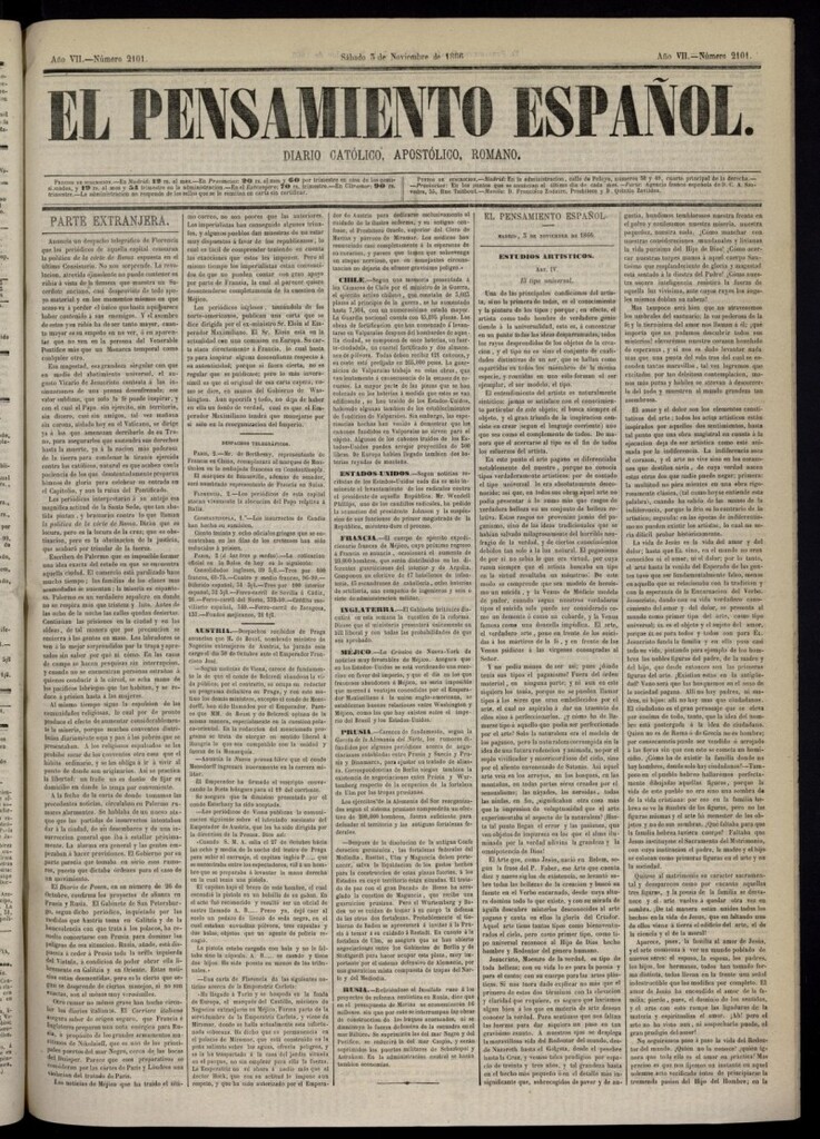 Miniatura de El Pensamiento Español del 3 de noviembre de 1866, nº 2101