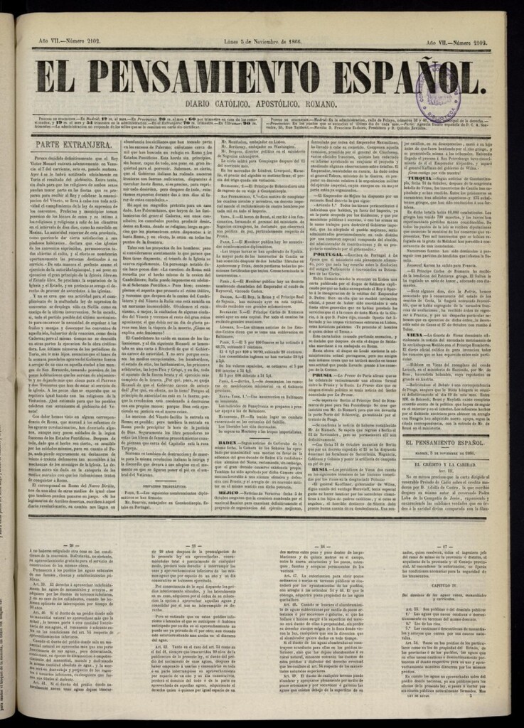 Miniatura de El Pensamiento Español del 5 de noviembre de 1866, nº 2102