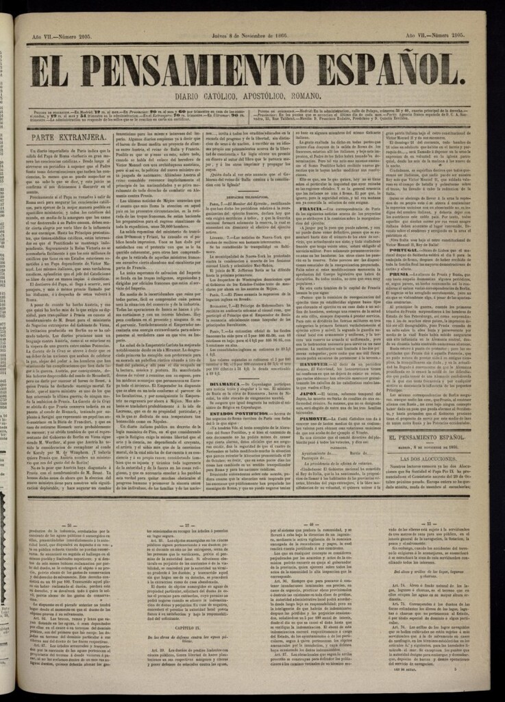Miniatura de El Pensamiento Español del 8 de noviembre de 1866, nº 2105