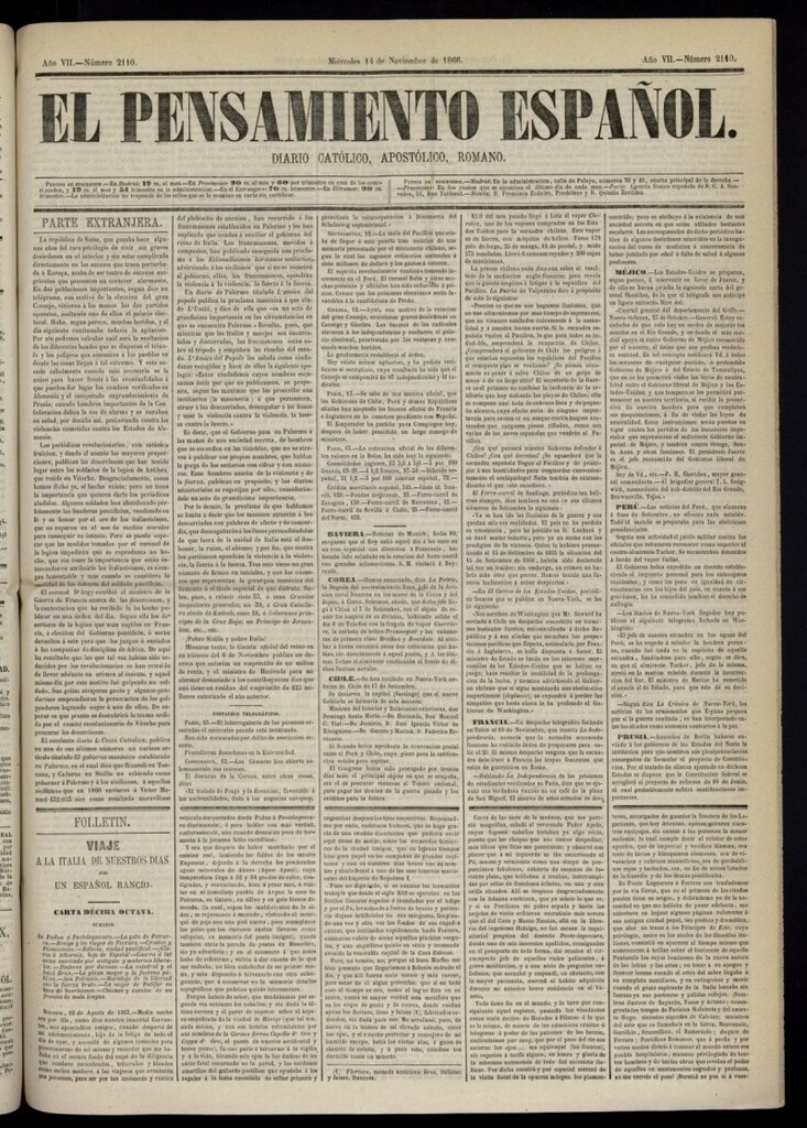 Miniatura de El Pensamiento Español del 14 de noviembre de 1866, nº 2110