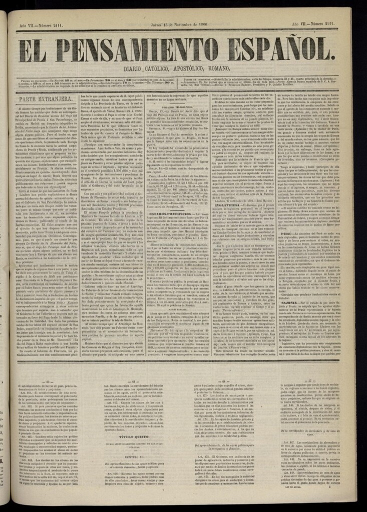 Miniatura de El Pensamiento Español del 15 de noviembre de 1866, nº 2111