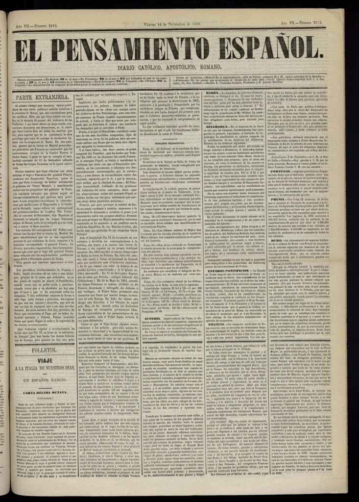 Miniatura de El Pensamiento Español del 16 de noviembre de 1866, nº 2112