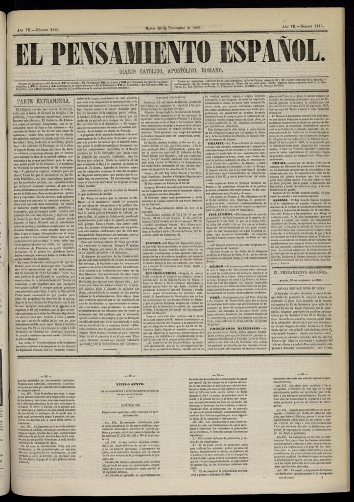 Miniatura de El Pensamiento Español del 20 de noviembre de 1866, nº 2115