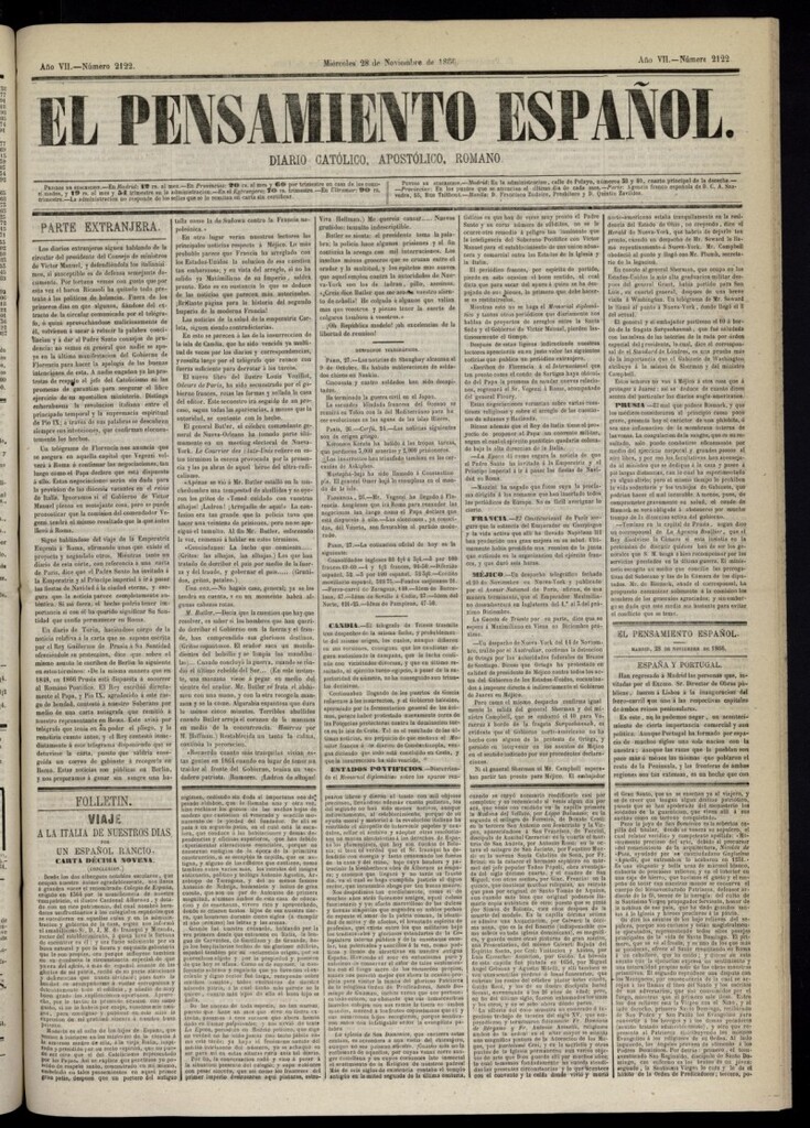 Miniatura de El Pensamiento Español del 28 de noviembre de 1866, nº 2122