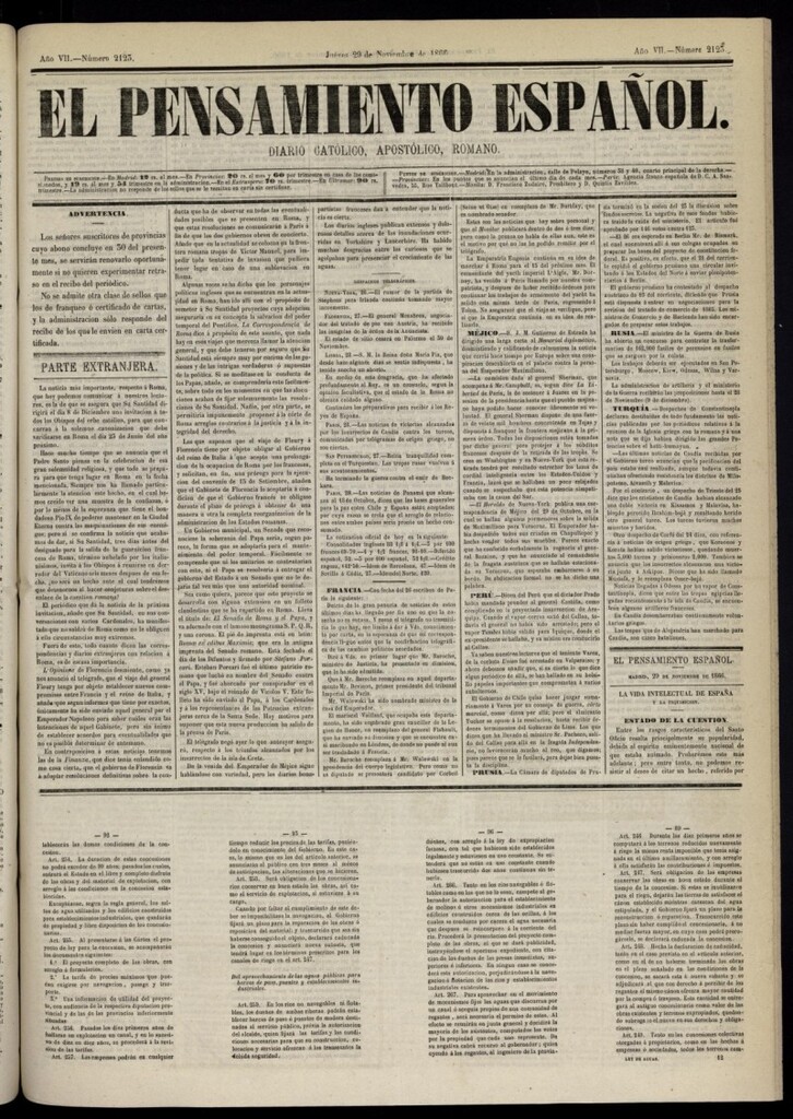 Miniatura de El Pensamiento Español del 29 de noviembre de 1866, nº 2123