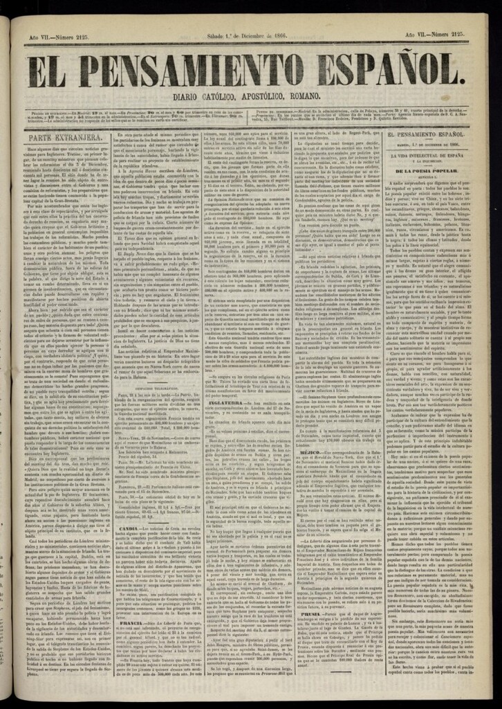Miniatura de El Pensamiento Español del 1 de diciembre de 1866, nº 2125