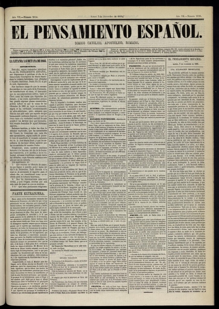 Miniatura de El Pensamiento Español del 3 de diciembre de 1866, nº 2126