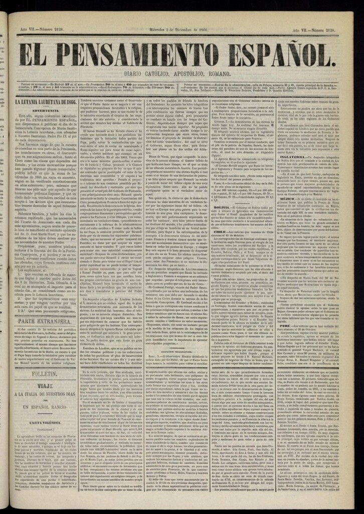 Miniatura de El Pensamiento Español del 5 de diciembre de 1866, nº 2128