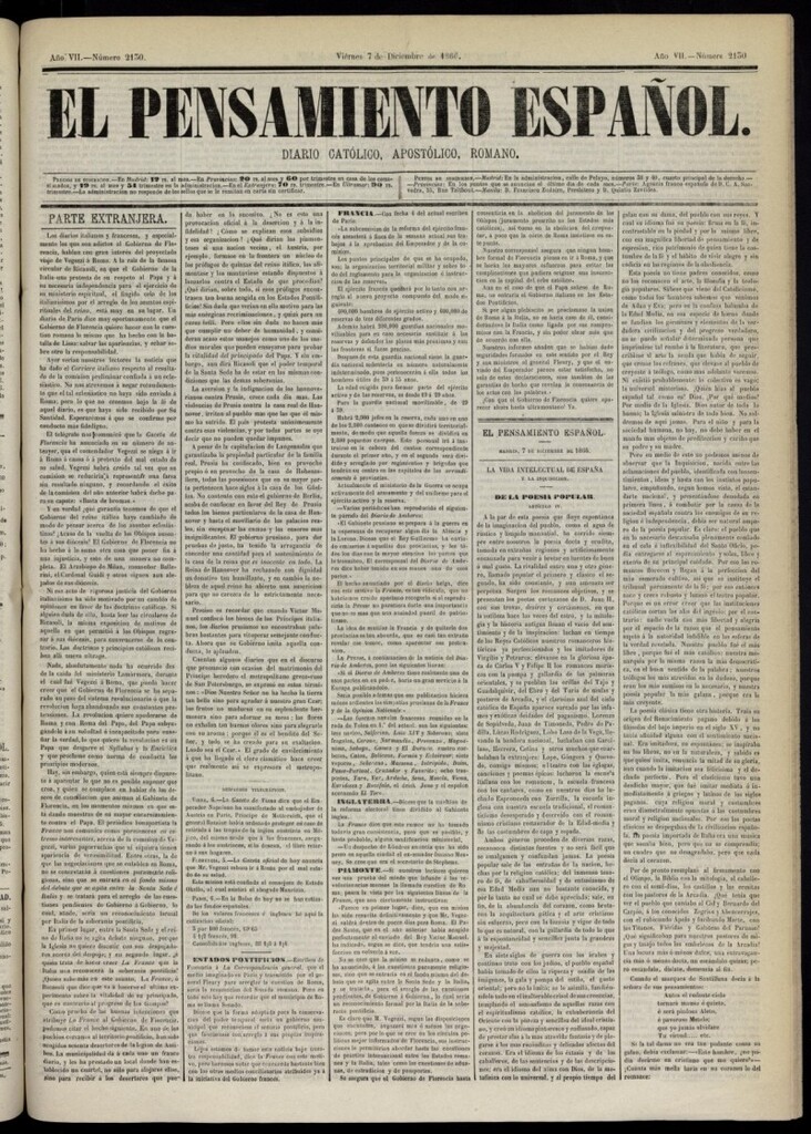 Miniatura de El Pensamiento Español del 7 de diciembre de 1866, nº 2130