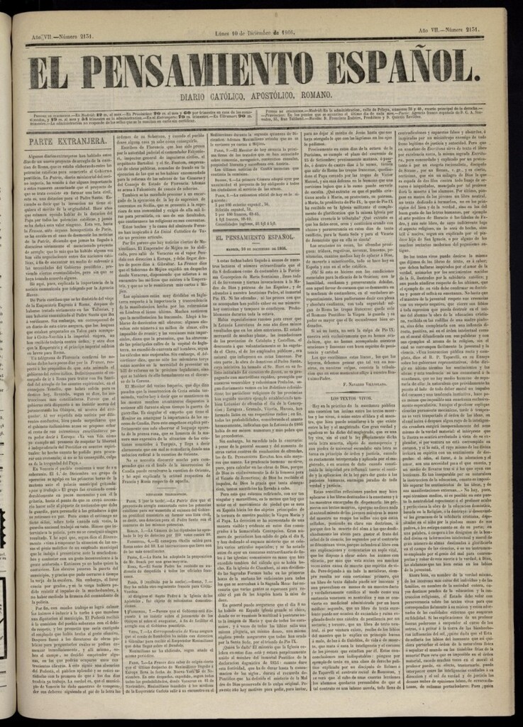 Miniatura de El Pensamiento Español del 10 de diciembre de 1866, nº 2131