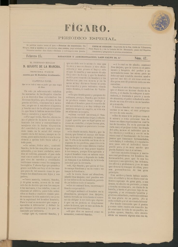 Miniatura de Fígaro : periódico ilustrado del 15 de febrero de 1880