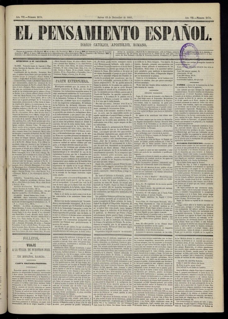 Miniatura de El Pensamiento Español del 13 de diciembre de 1866, nº 2134