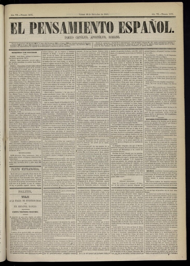 Miniatura de El Pensamiento Español del 14 de diciembre de 1866, nº 2135