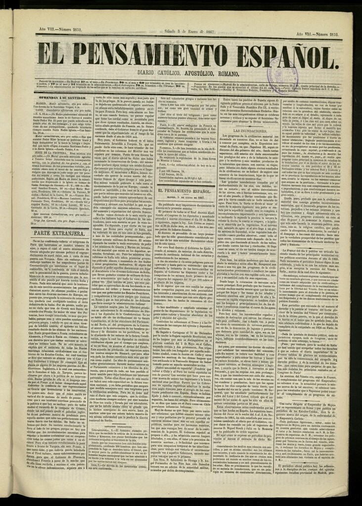 Miniatura de El Pensamiento Español del 5 de enero de 1867, nº 2152