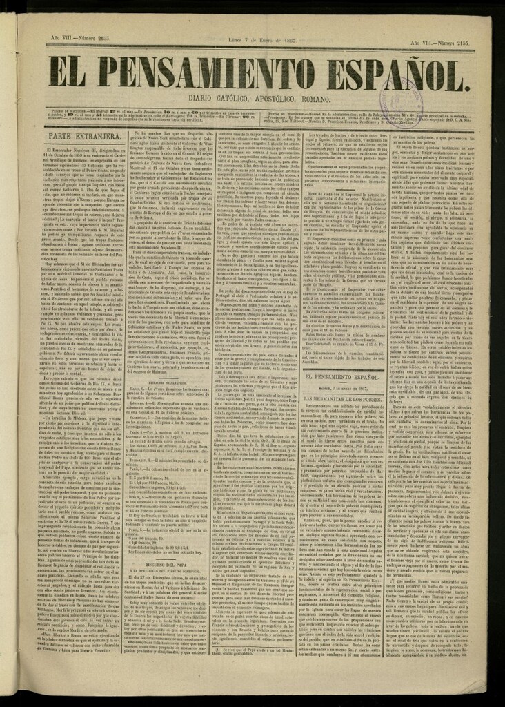 Miniatura de El Pensamiento Español del 7 de enero de 1867, nº 2153