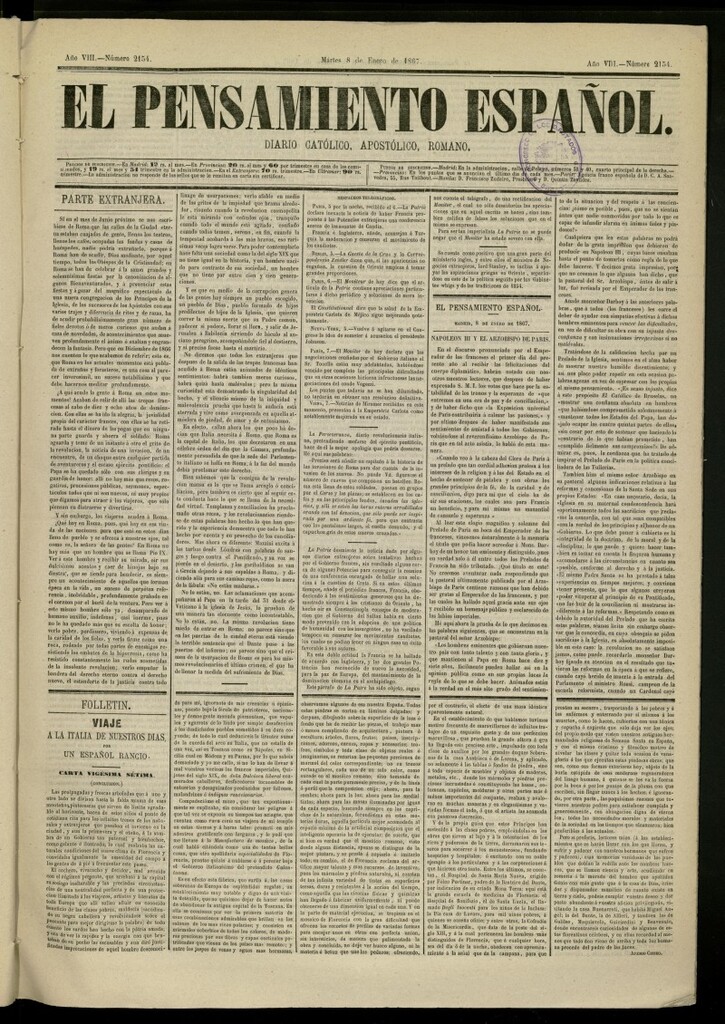 Miniatura de El Pensamiento Español del 8 de enero de 1867, nº 2154