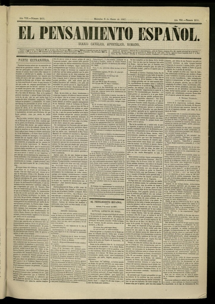 Miniatura de El Pensamiento Español del 9 de enero de 1867, nº 2155
