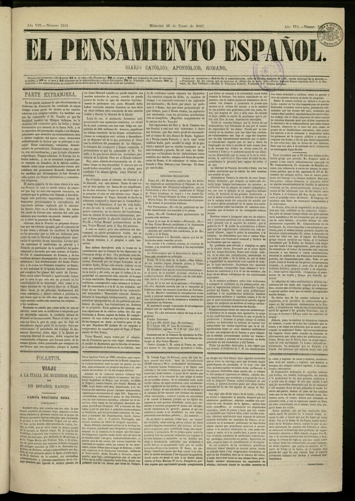 Miniatura de El Pensamiento Español del 16 de enero de 1867, nº 2161