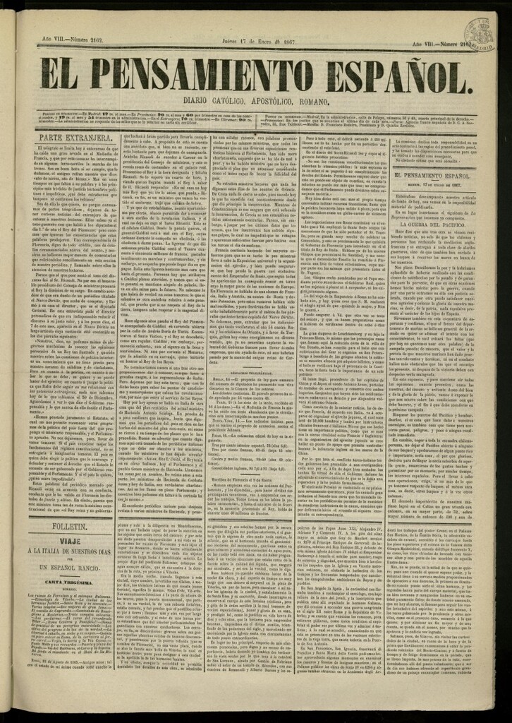 Miniatura de El Pensamiento Español del 17 de enero de 1867, nº 2162
