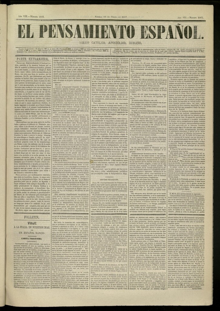 Miniatura de El Pensamiento Español del 18 de enero de 1867, nº 2163