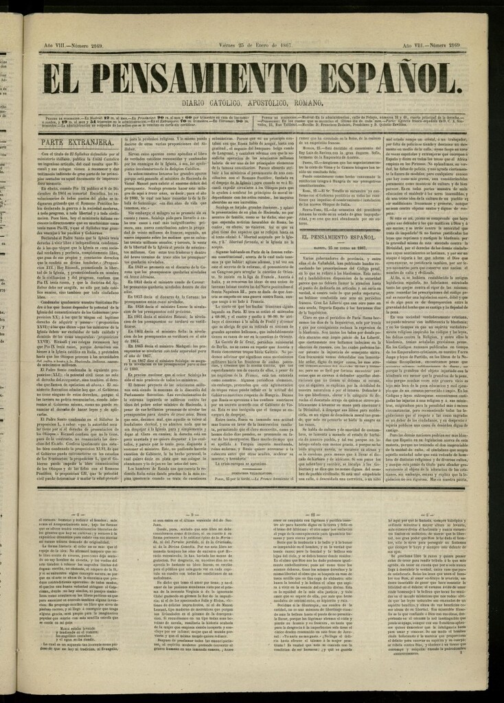 Miniatura de El Pensamiento Español del 25 de enero de 1867, nº 2169
