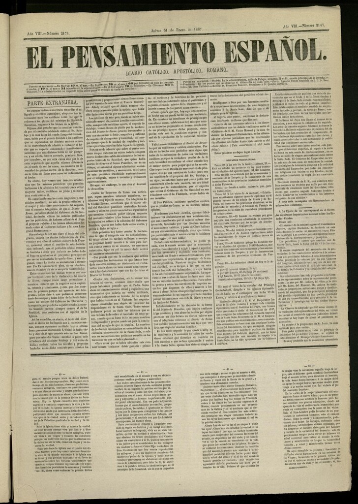 Miniatura de El Pensamiento Español del 31 de enero de 1867, nº 2174