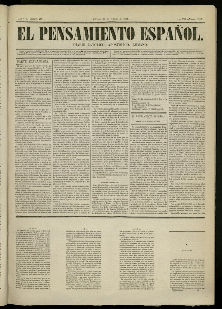 Miniatura de El Pensamiento Español del 20 de febrero de 1867, nº 2191
