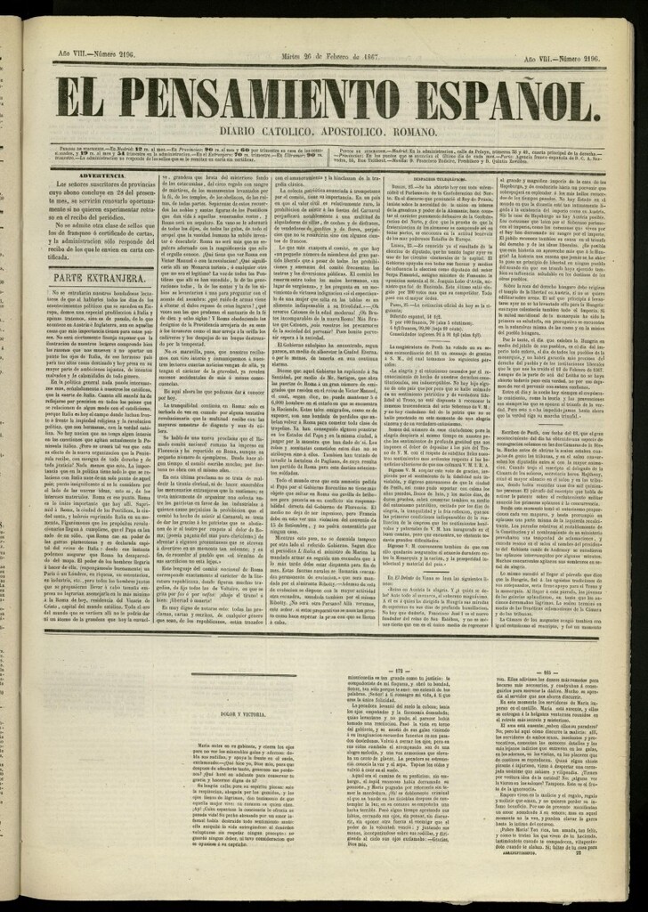 Miniatura de El Pensamiento Español del 26 de febrero de 1867, nº 2196