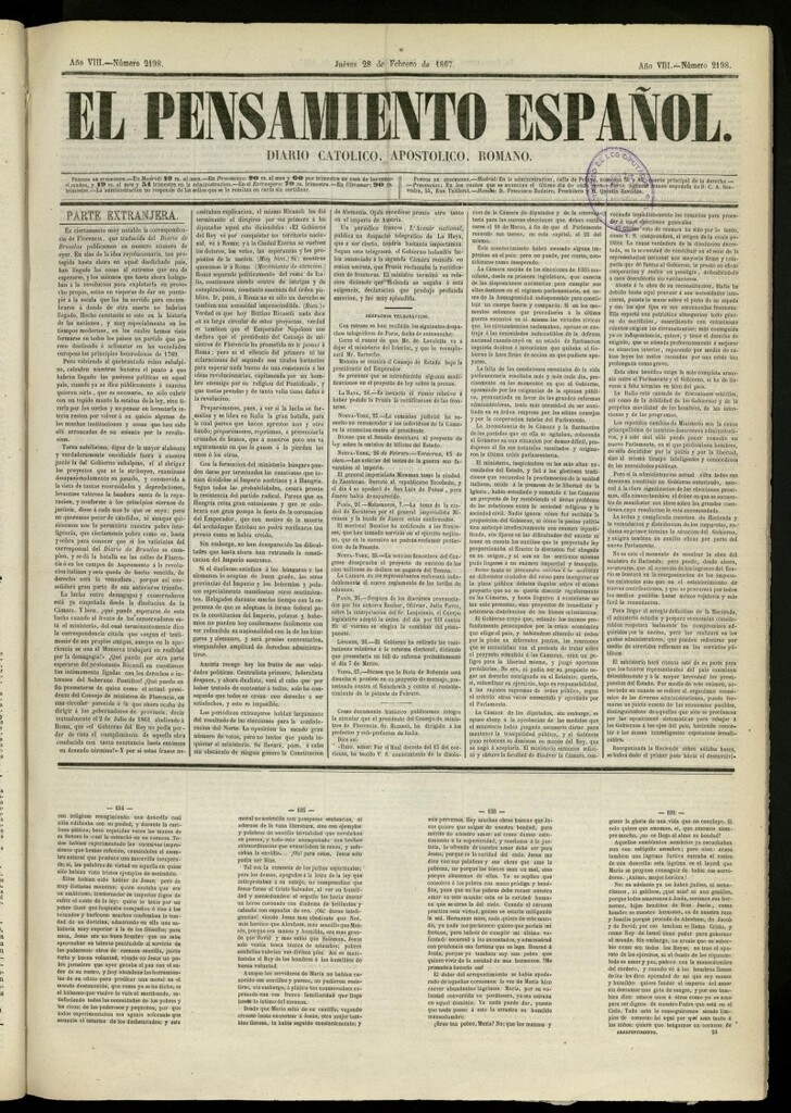 Miniatura de El Pensamiento Español del 28 de febrero de 1867, nº 2198