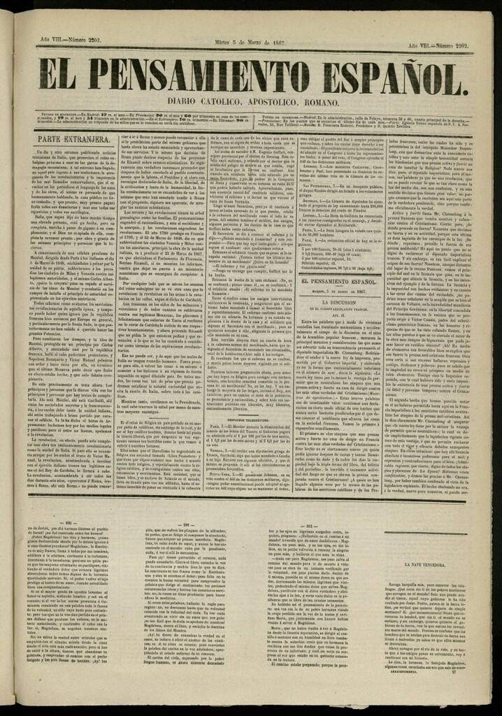 Miniatura de El Pensamiento Español del 5 de marzo de 1867, nº 2202