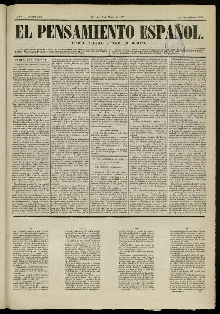 Miniatura de El Pensamiento Español del 6 de marzo de 1867, nº 2203