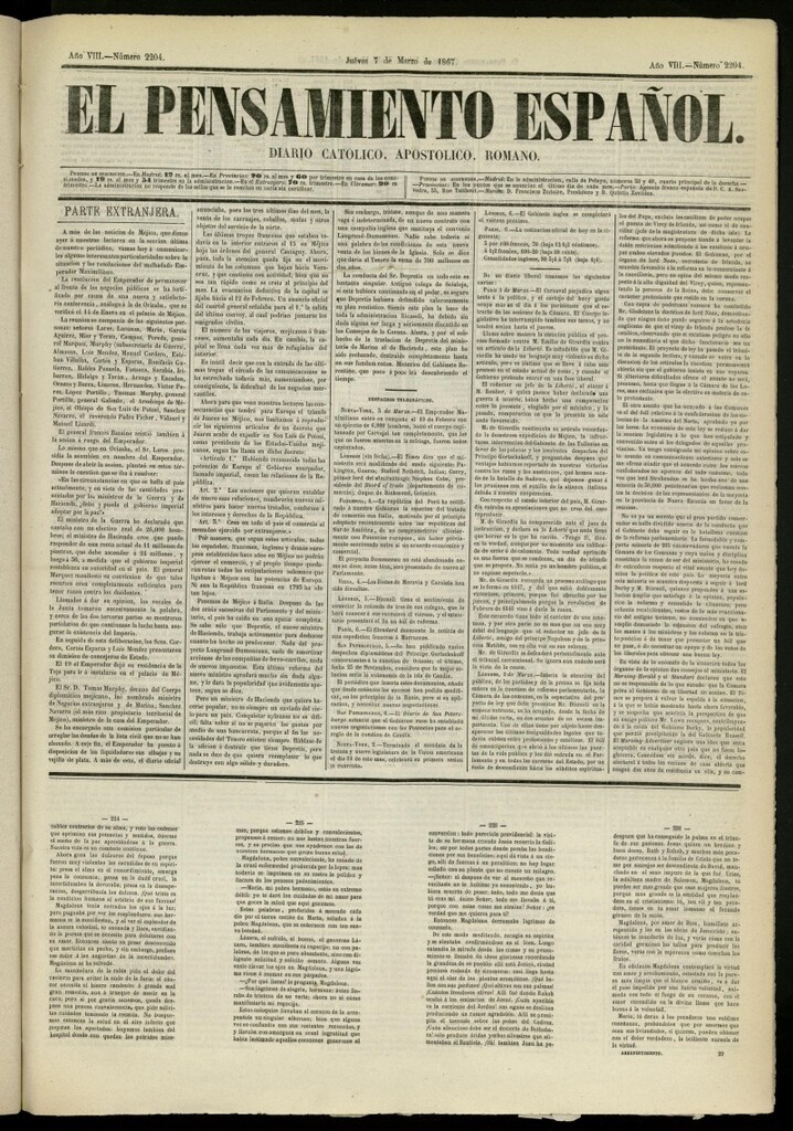 Miniatura de El Pensamiento Español del 7 de marzo de 1867, nº 2204